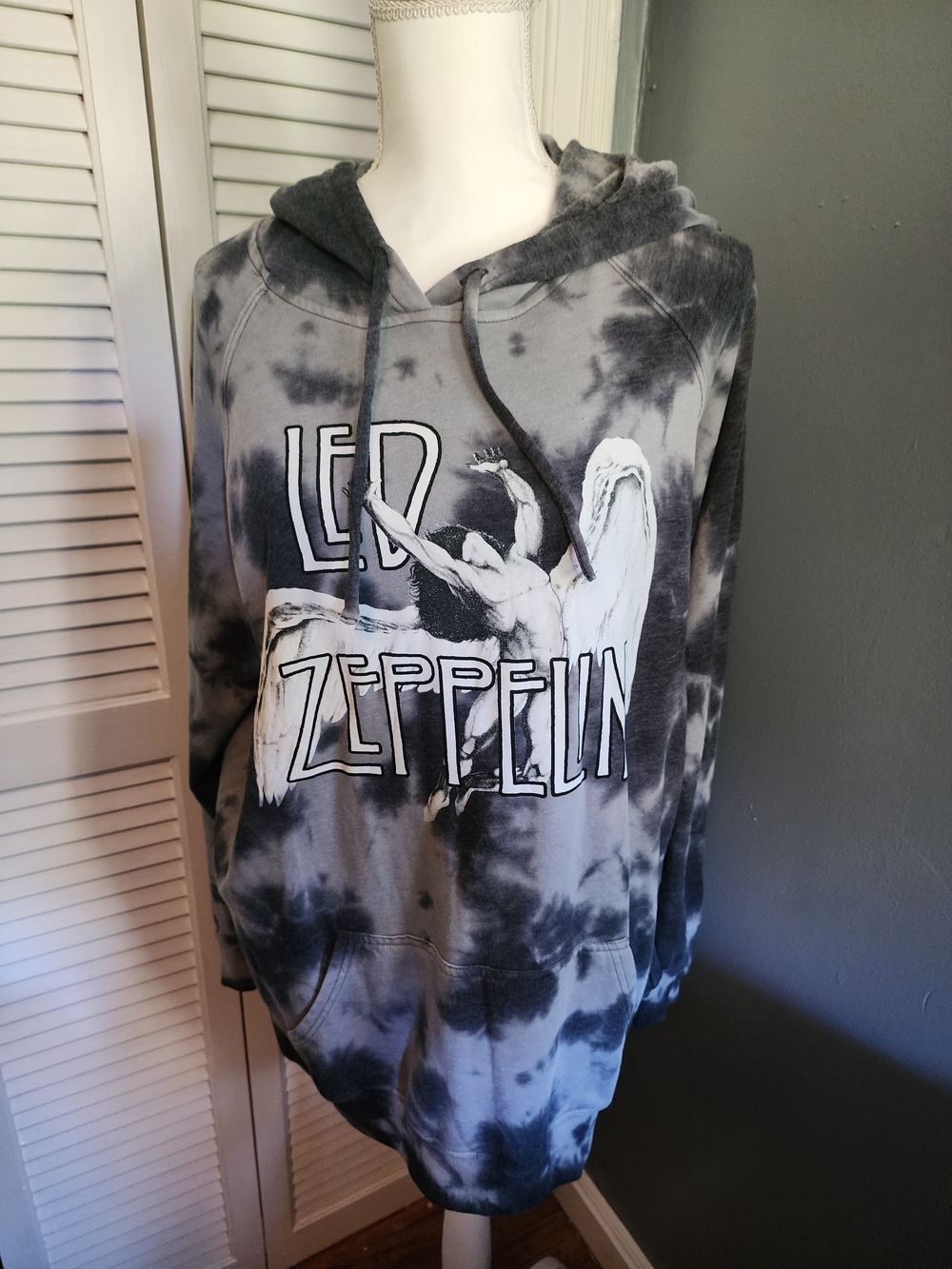 Torrid Led Zepplin Black & Gray Tie-Dye Hoodie Sweatshirt Classic Rock